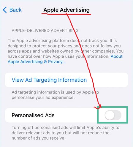 To turn off personalized ads on your iPhone, follow these steps